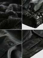 Men's Oversized Moto Black Jacket | Button Up