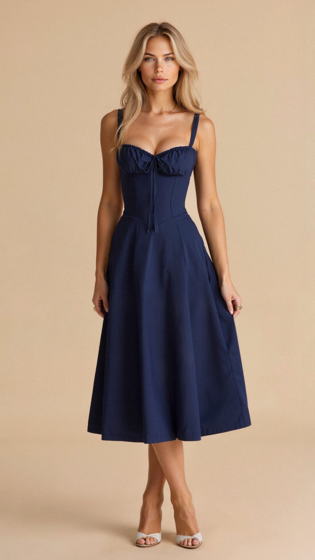 Women's Floral Print Slip Corset Dress | Midi