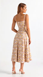 Women's Floral Print Slip Corset Dress | Midi