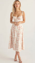 Women's Floral Print Slip Corset Dress | Midi