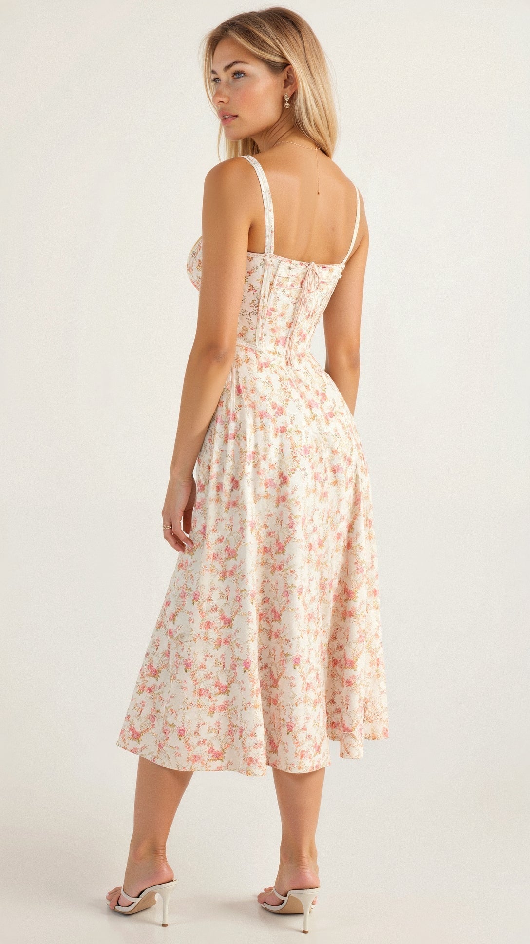 Women's Floral Print Slip Corset Dress | Midi