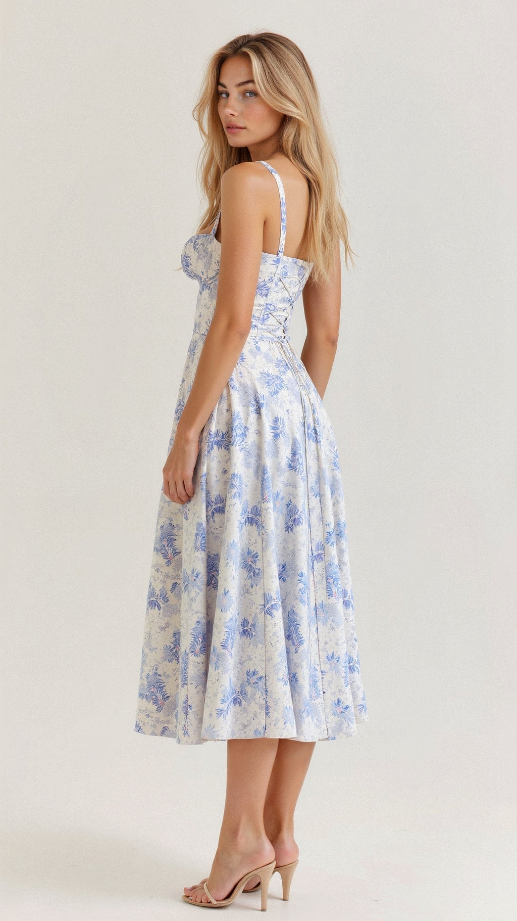 Women's Floral Print Slip Corset Dress | Midi