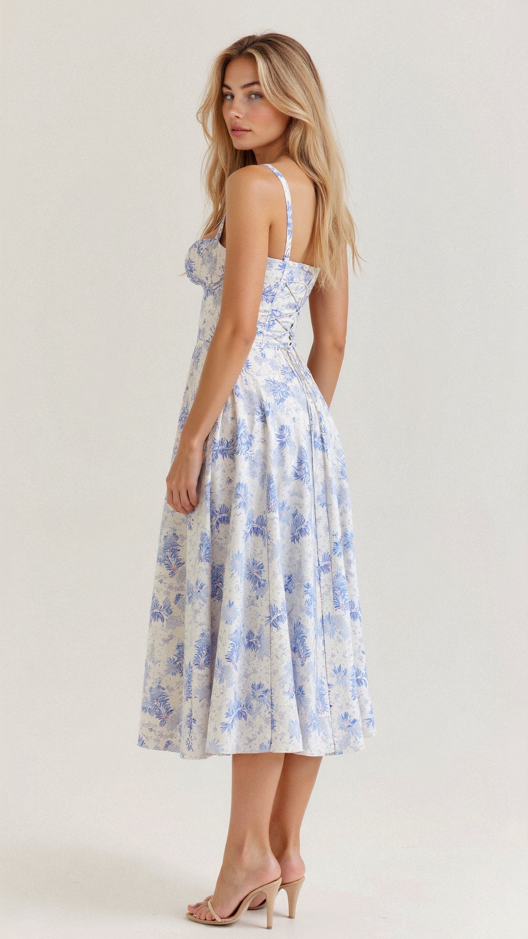 Women's Floral Print Slip Corset Dress | Midi