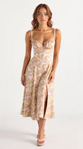 Women's Floral Print Slip Corset Dress | Midi