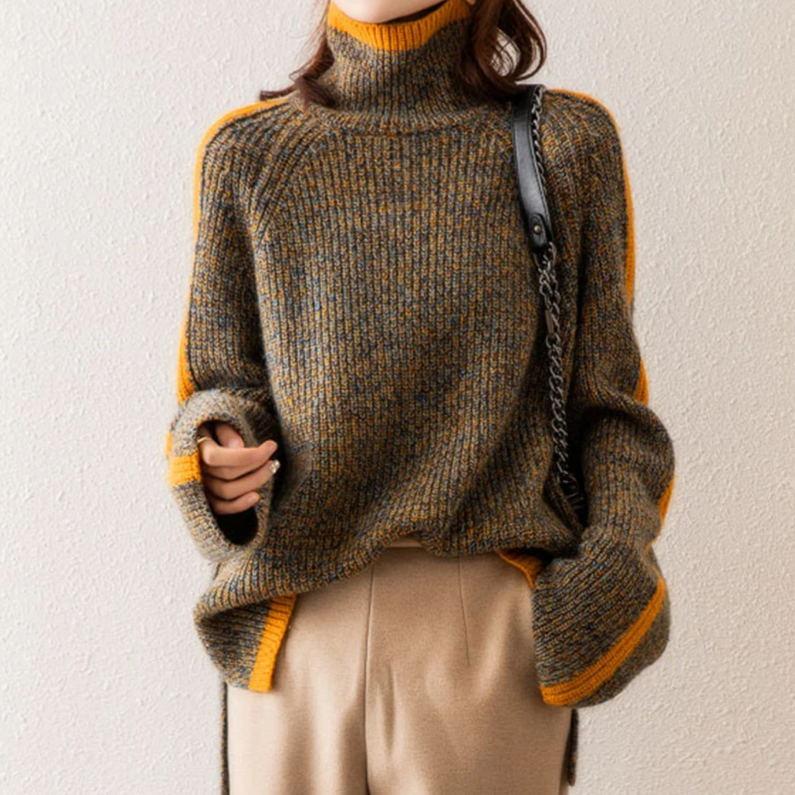 Women's Knit Oversized Turtleneck Sweater | Winter