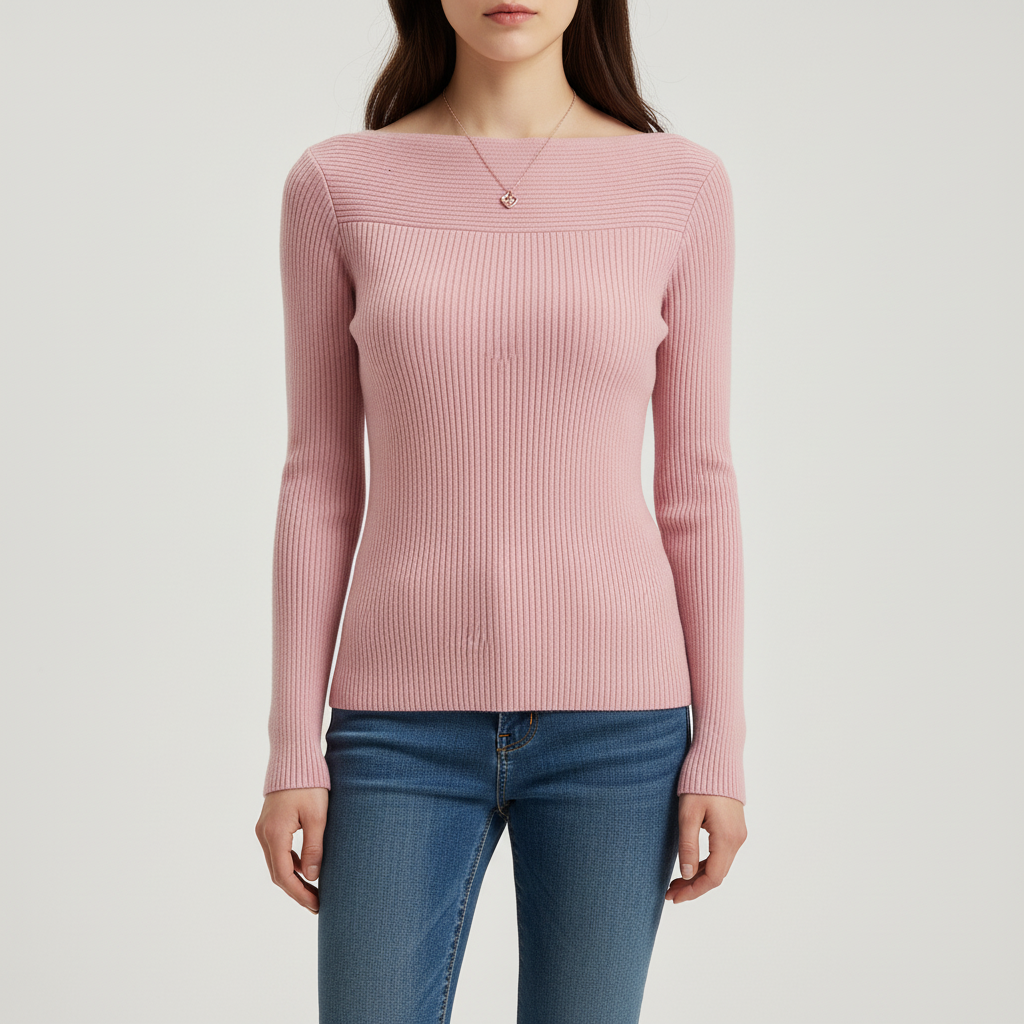Women’s Ribbed Boat Neck Sweater | Fitted