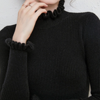 Women's Turtleneck Ruffled Collar Sweater | Ruffle Cuffs