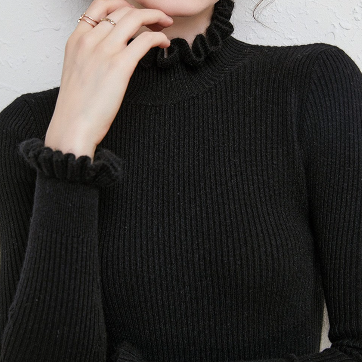 Women's Turtleneck Ruffled Collar Sweater | Ruffle Cuffs