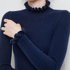 Women's Turtleneck Ruffled Collar Sweater | Ruffle Cuffs