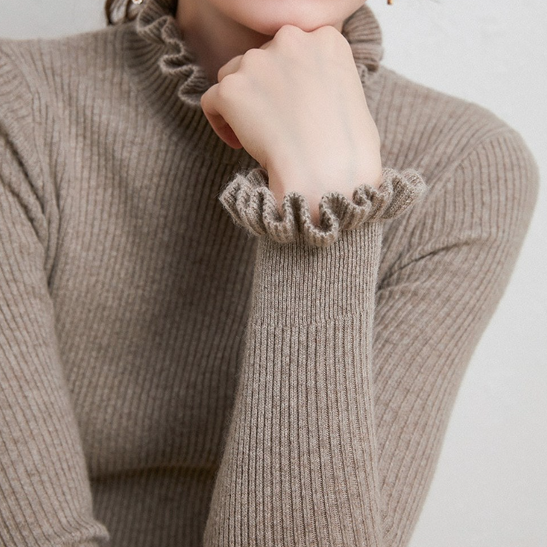 Women's Turtleneck Ruffled Collar Sweater | Ruffle Cuffs