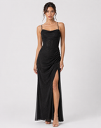Women's Glitter Evening Dress | Thigh Slit