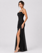 Women's Glitter Evening Dress | Thigh Slit