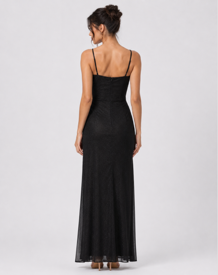 Women's Glitter Evening Dress | Thigh Slit
