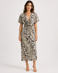 Women's Printed Wrap Formal Dress | Midi