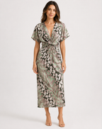 Women's Printed Wrap Formal Dress | Midi
