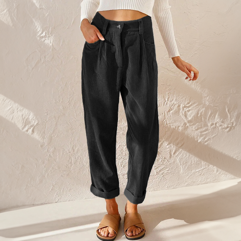 Women's Casual Textured Trousers | High Waist