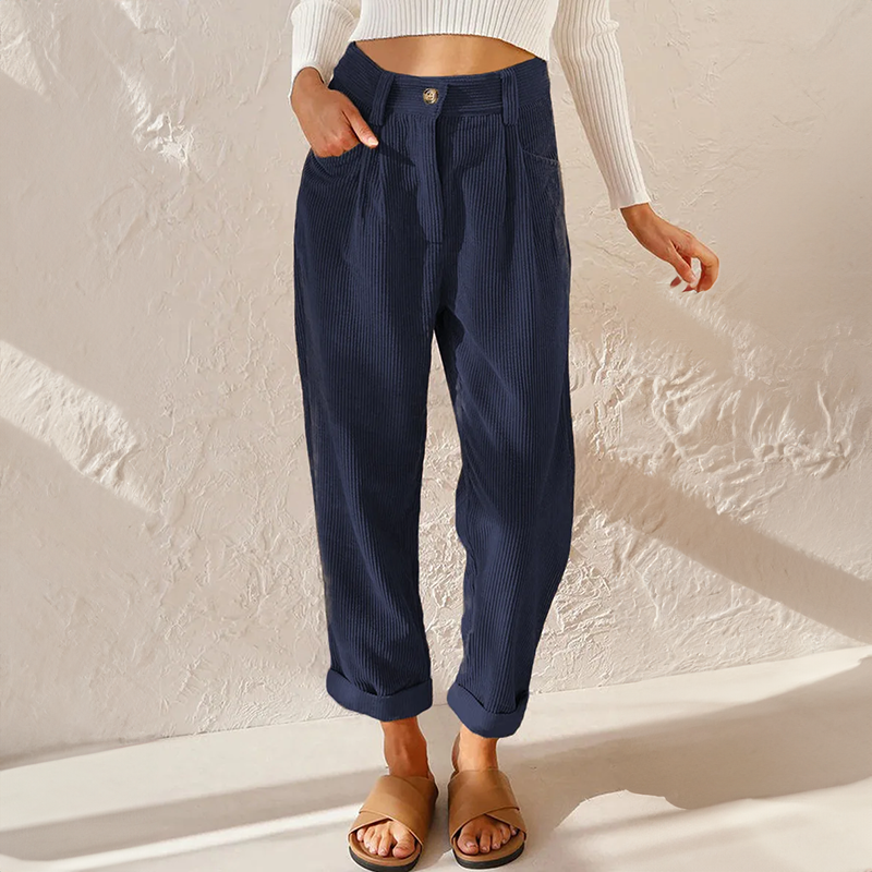 Women's Casual Textured Trousers | High Waist