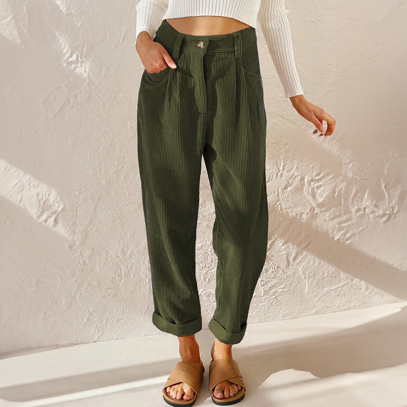 Women's Casual Textured Trousers | High Waist