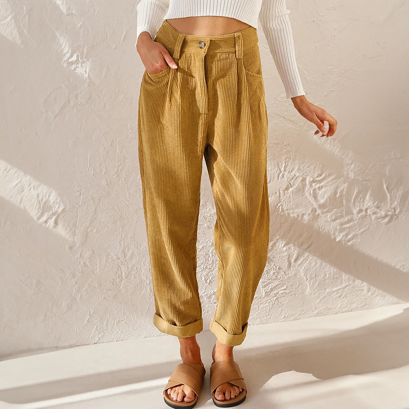 Women's Casual Textured Trousers | High Waist