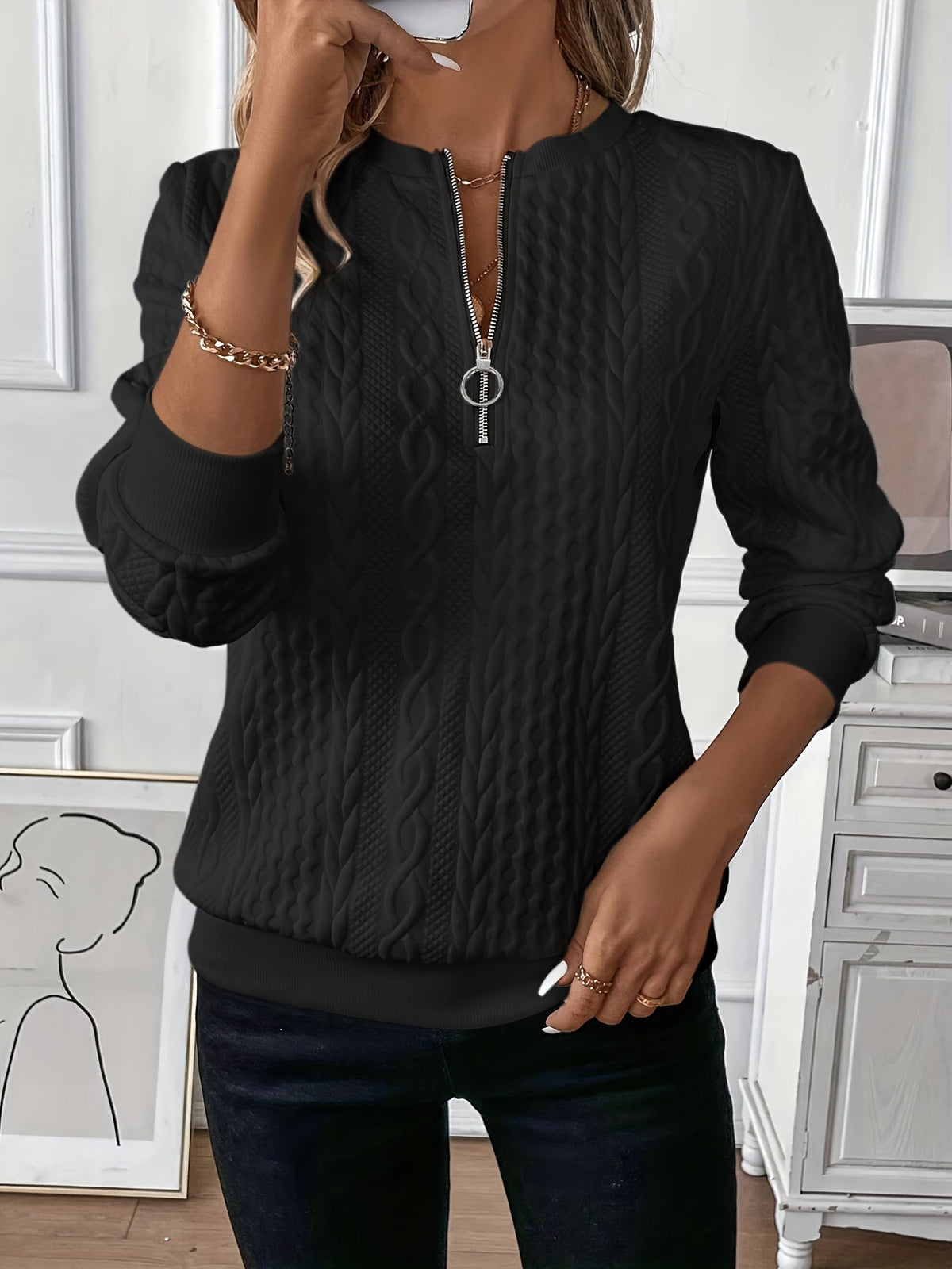 Women's Winter Quarter Zip Sweater | Knit