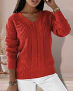 Women's V-Neck Knit Sweater | Winter