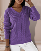 Women's V-Neck Knit Sweater | Winter