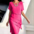 Women's Tiered Short Sleeves Dress | Midi