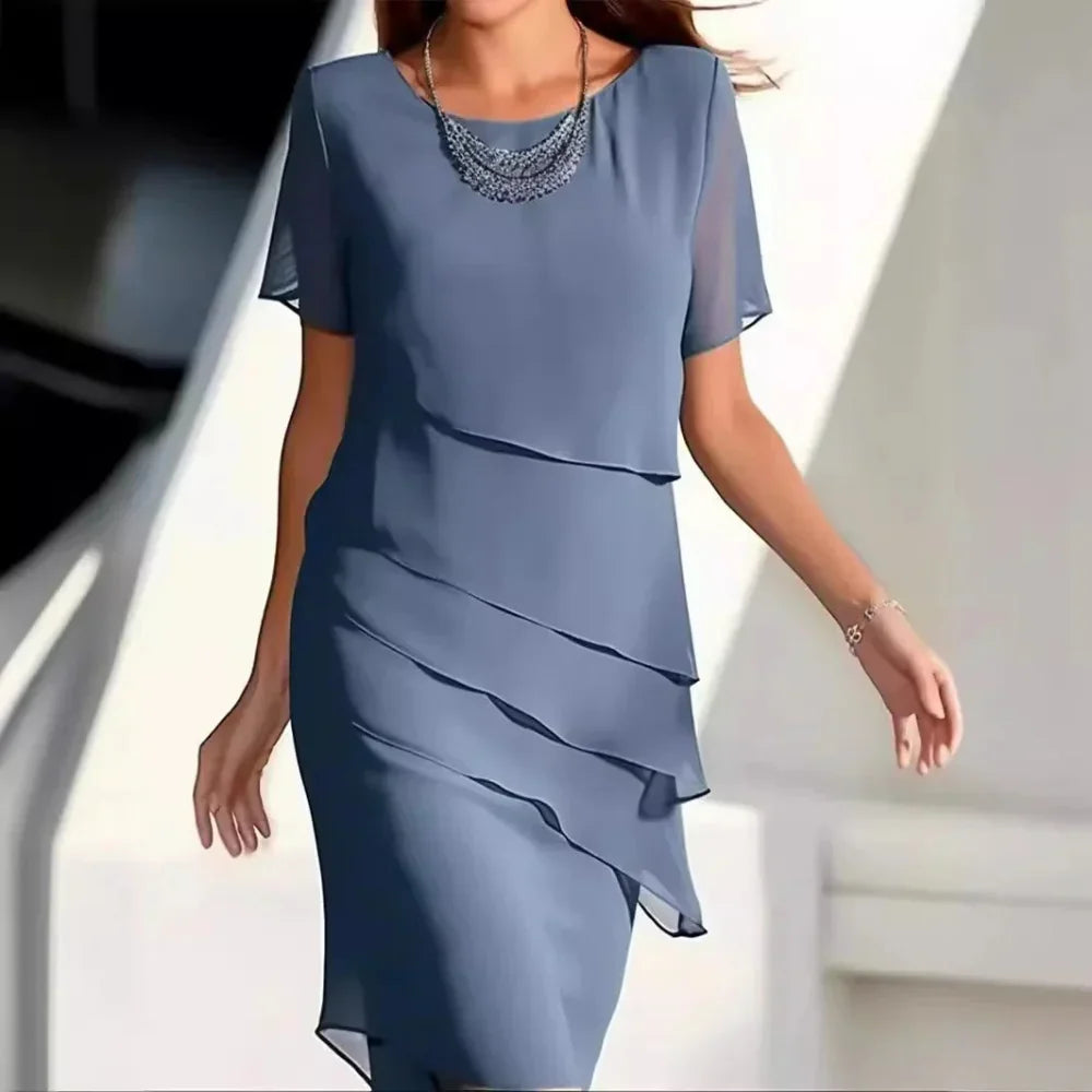 Women's Tiered Short Sleeves Dress | Midi