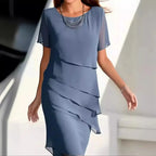 Women's Tiered Short Sleeves Dress | Midi