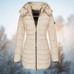 Women's Long Quilted Zip Up Winter Jacket | Hooded