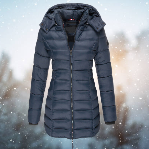 Women's Long Quilted Zip Up Winter Jacket | Hooded