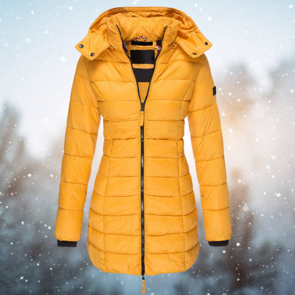 Women's Long Quilted Zip Up Winter Jacket | Hooded
