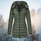 Women's Long Quilted Zip Up Winter Jacket | Hooded