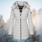 Women's Long Quilted Zip Up Winter Jacket | Hooded