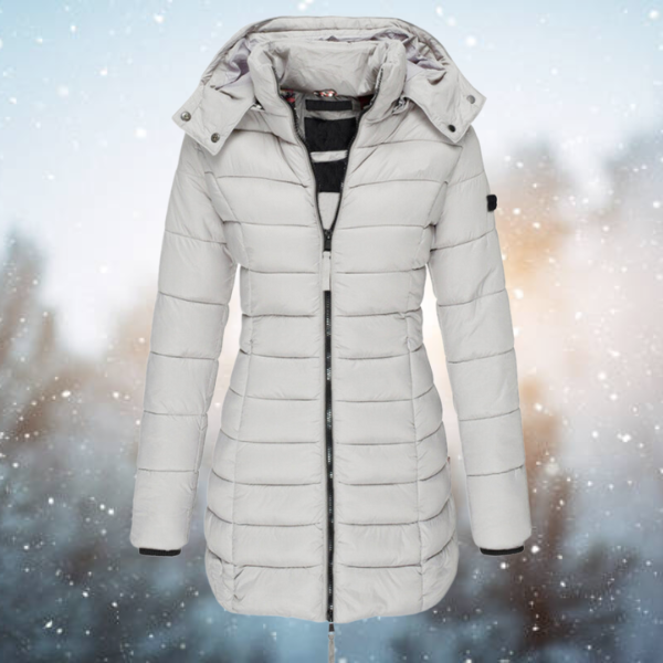 Women's Long Quilted Zip Up Winter Jacket | Hooded