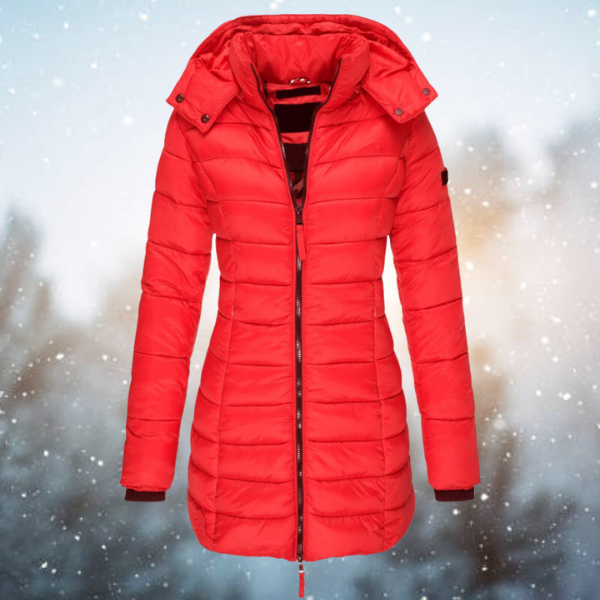 Women's Long Quilted Zip Up Winter Jacket | Hooded