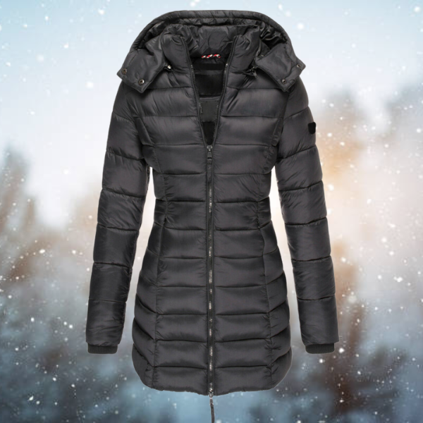 Women's Long Quilted Zip Up Winter Jacket | Hooded