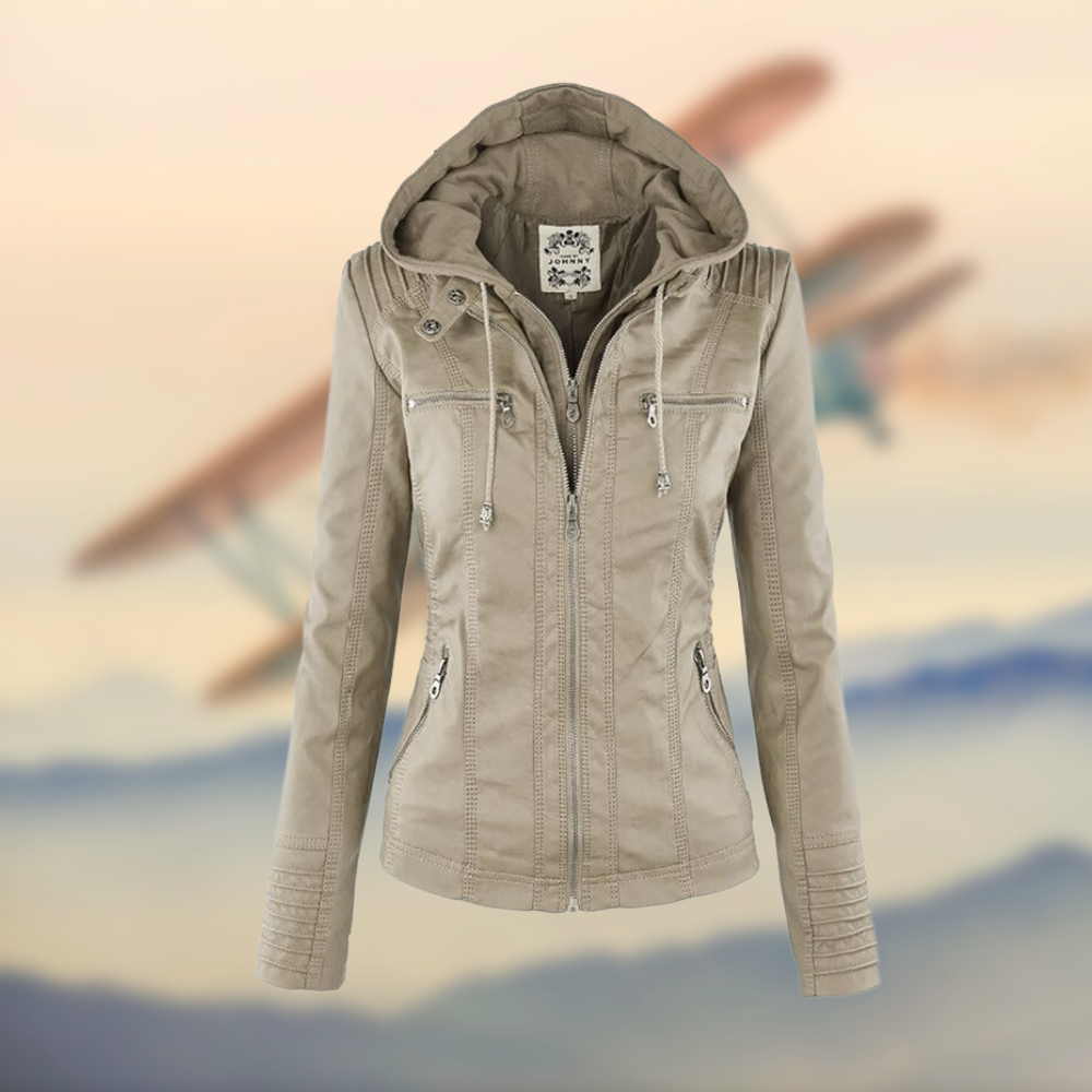 Women's Winter Zip Up Moto Jacket | Hooded