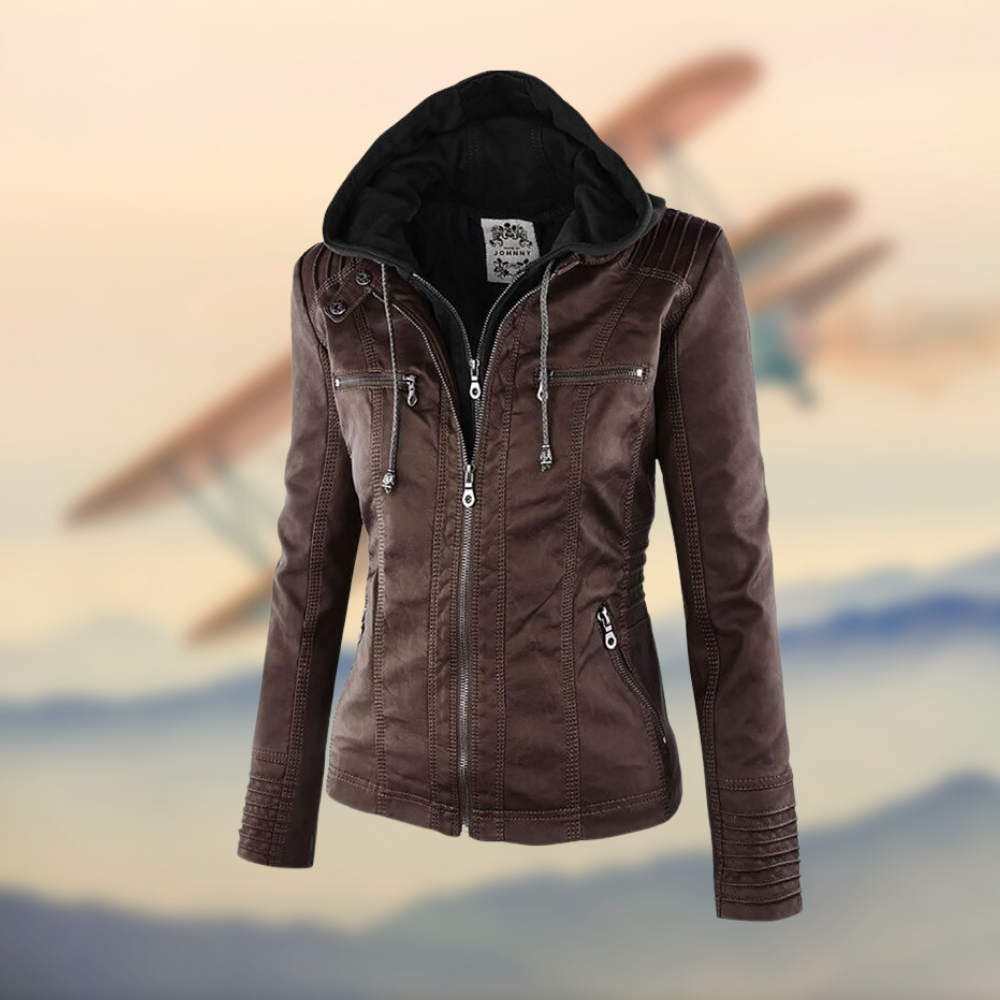 Women's Winter Zip Up Moto Jacket | Hooded