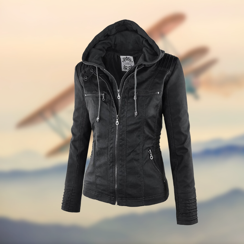 Women's Winter Zip Up Moto Jacket | Hooded