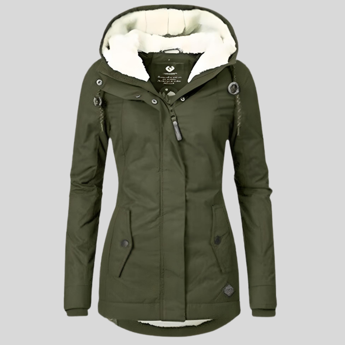 Women's Winter Long Zip Up Jacket | Hooded