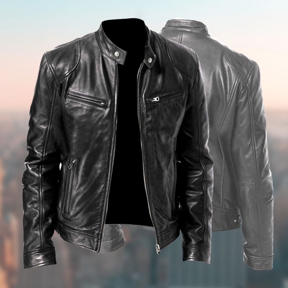 Men's Long Sleeve Winter Moto Jacket | Zip Up