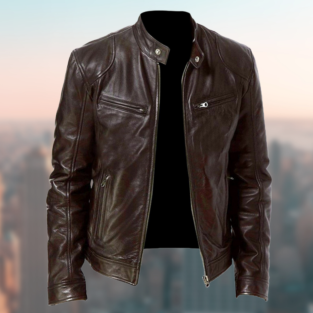 Men's Long Sleeve Winter Moto Jacket | Zip Up
