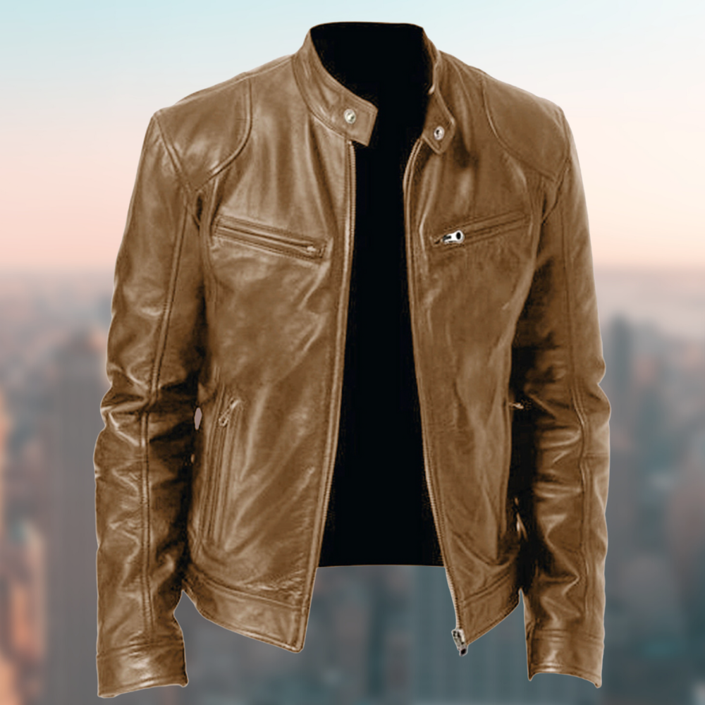 Men's Long Sleeve Winter Moto Jacket | Zip Up