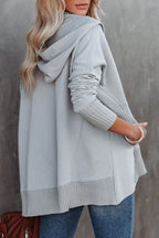 Women’s Hooded Oversized V-Neck Sweater | Button Detail