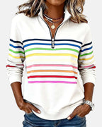Women's Casual Stripe Sweatshirt | Quarter Zip