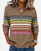 Women's Casual Stripe Sweatshirt | Quarter Zip