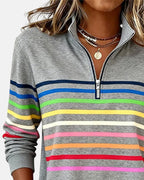 Women's Casual Stripe Sweatshirt | Quarter Zip