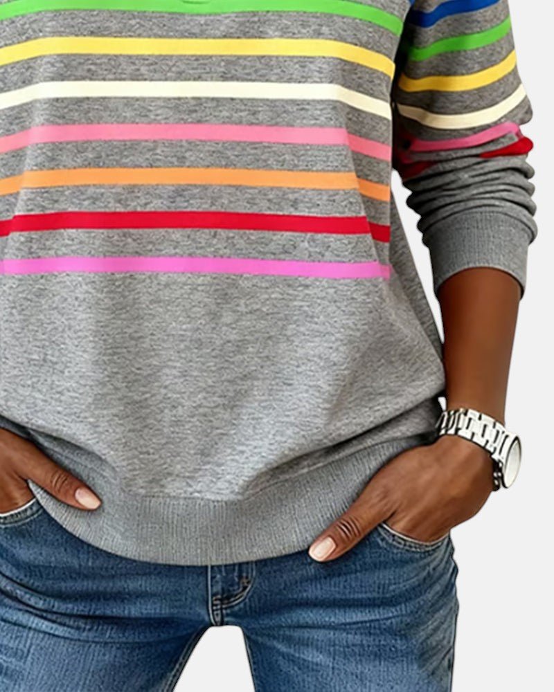 Women's Casual Stripe Sweatshirt | Quarter Zip
