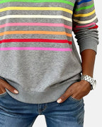 Women's Casual Stripe Sweatshirt | Quarter Zip
